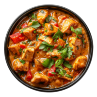 ai gegenereerd heet en pittig Aziatisch soep chiken tikka masala met tofu, groenten, en noedels Aan transparant achtergrond - voorraad png. png