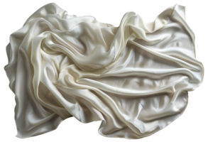 ai généré luxueux blanc soie en tissu texture avec doux plis sur transparent Contexte - Stock png. png