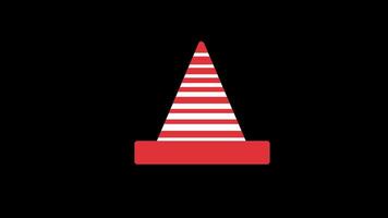 traffic cone icon animation danger concept transparent background with alpha channel video