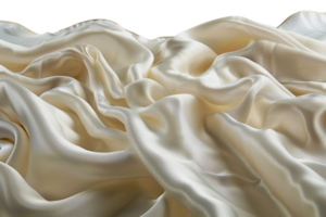 AI generated Luxurious white silk fabric texture with soft folds on transparent background - stock png. png