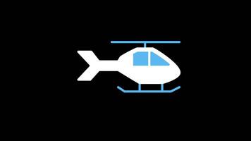 A white and blue helicopter with a propeller icon concept animation with alpha channel video