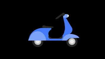 un azul scooter con azul ruedas icono concepto animación con alfa canal video