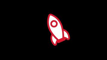 Spaceship rocket icon concept loop animation video with alpha channel