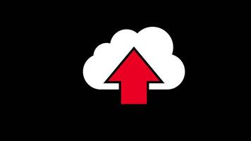Setas; flechas apontando acima dentro a forma do uma nuvem, nuvem armazenamento ícone conceito animação com alfa canal video