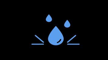 un azul agua gotas firmar icono concepto animación con alfa canal video