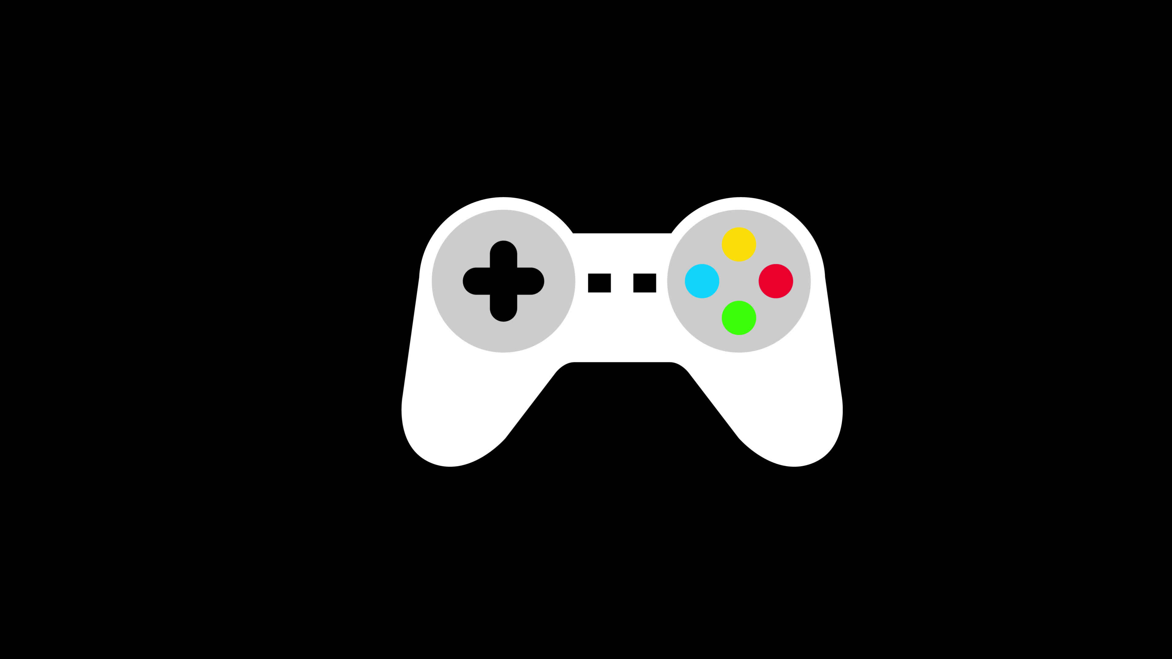 A white game controller with multicolored buttons icon concept ...