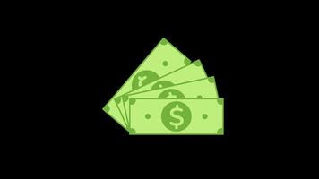 Dollar sign, money dollar icon concept loop animation video with alpha channel