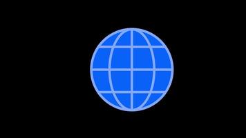 Internet globo ícone conceito transparente fundo com alfa canal video
