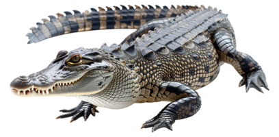 ai genererad majestätisk alligator sola i naturlig livsmiljö på transparent bakgrund - stock png. png