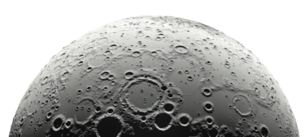 AI generated Close-up of the moon surface revealing detailed craters and texture on transparent background - stock png. png