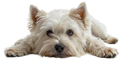 ai généré adorable Ouest montagnes blanc terrier avec une brillant manteau sur transparent Contexte - Stock png. png