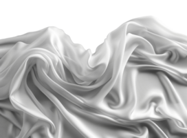 AI generated Luxurious white silk fabric texture with soft folds on transparent background - stock png. png