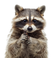 AI generated Inquisitive raccoon with a curious gaze on transparent background - stock png. png