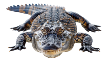 ai genererad majestätisk alligator sola i naturlig livsmiljö på transparent bakgrund - stock png. png