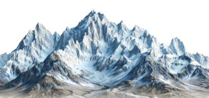 AI generated Majestic snowy peaks of a high mountain range on transparent background - stock png. png