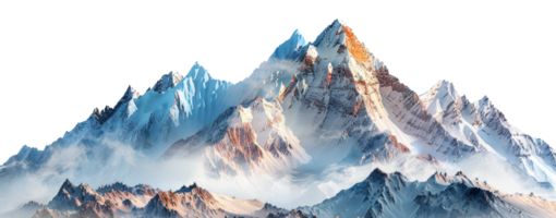 AI generated Majestic snowy peaks of a high mountain range on transparent background - stock png. png