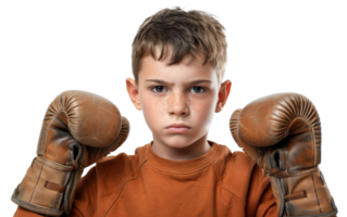 AI generated Determined young boxer with a powerful athletic stance on transparent background - stock png. png