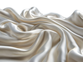 AI generated Luxurious white silk fabric texture with soft folds on transparent background - stock png. png