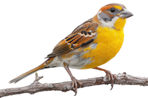 AI generated Yellow-breasted bunting on a branch on transparent background - stock png. png