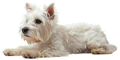 AI generated Adorable West Highland white terrier with a shiny coat on transparent background - stock png. png