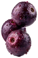 AI generated Fresh ripe blueberries with water drops for healthy eating on transparent background - stock png. png