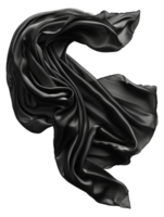 ai generado elegante fluido negro seda tela en transparente antecedentes - valores png. png