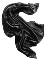 AI generated Elegant flowing black silk fabric on transparent background - stock png. png