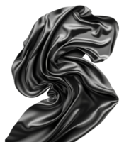 AI generated Elegant flowing black silk fabric on transparent background - stock png. png