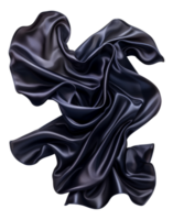 ai gegenereerd elegant vloeiende zwart zijde kleding stof Aan transparant achtergrond - voorraad png. png