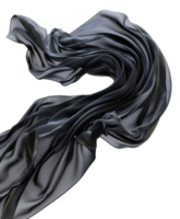AI generated Elegant flowing black silk fabric on transparent background - stock png. png