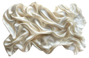 AI generated Luxurious white silk fabric texture with soft folds on transparent background - stock png. png