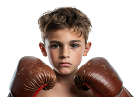 ai gerado determinado jovem boxer com uma poderoso Atlético posição em transparente fundo - estoque png. png