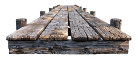 AI generated Textured old wooden dock on transparent background - stock png. png