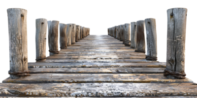 AI generated Wooden pier with rope on transparent background - stock png. png