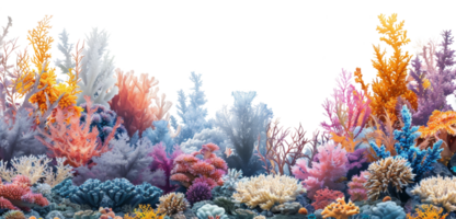 AI generated Diverse and colorful coral reef ecosystem underwater landscape on transparent background - stock png. png