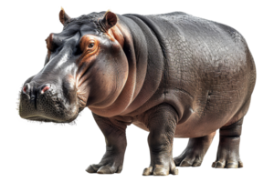 AI generated Majestic hippopotamus standing with powerful presence on transparent background - stock png. png