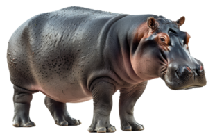 ai generado majestuoso hipopótamo en pie con poderoso presencia en transparente antecedentes - valores png. png