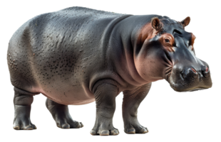 AI generated Majestic hippopotamus standing with powerful presence on transparent background - stock png. png