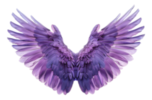 AI generated Lavender angel wings with feather details on transparent background - stock png. png