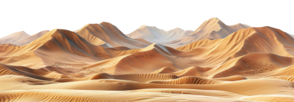 ai généré tranquille désert dunes en dessous de le silence de nuit sur transparent Contexte - Stock png. png