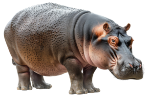 ai généré majestueux hippopotame permanent avec puissant présence sur transparent Contexte - Stock png. png