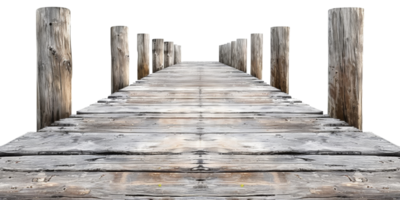 AI generated Wooden pier with rope on transparent background - stock png. png