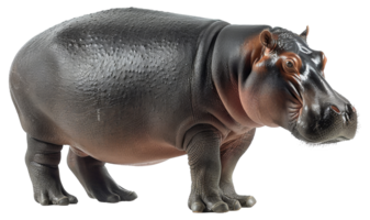 ai généré majestueux hippopotame permanent avec puissant présence sur transparent Contexte - Stock png. png