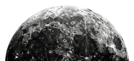 AI generated Detailed texture of the moon's cratered surface on transparent background - stock png. png
