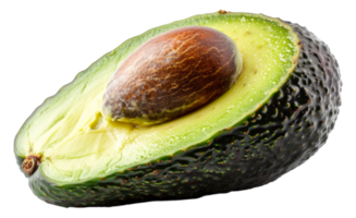AI generated Ripe avocado cut in half revealing the seed on transparent background - stock png. png