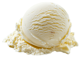 AI generated Vanilla ice cream scoop with textured swirls on transparent background - stock png. png