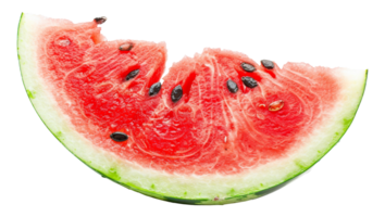 AI generated Juicy watermelon slice with black seeds on transparent background - stock png. png