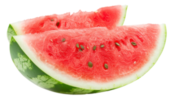 AI generated Juicy watermelon slice with black seeds on transparent background - stock png. png