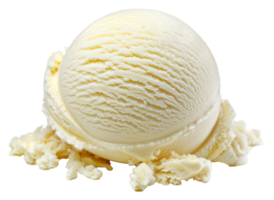 AI generated Vanilla ice cream scoop with textured swirls on transparent background - stock png. png