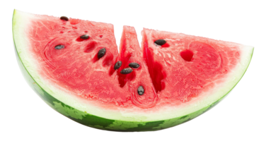 AI generated Juicy watermelon slice with black seeds on transparent background - stock png. png